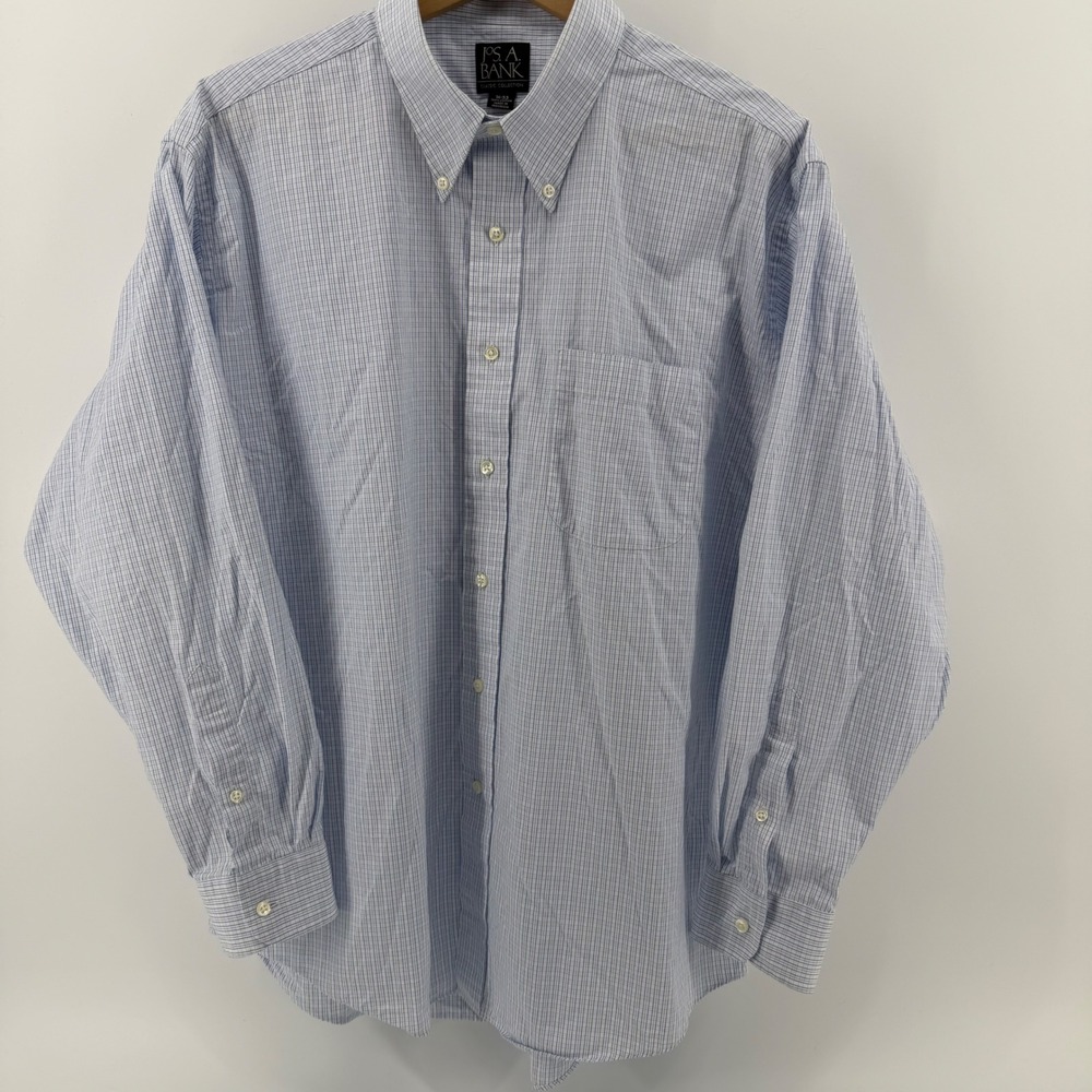 JOS A Bank Classic Collection 16-33 Blue Plaid‎ Button Down Dress Shirt Mens - Picture 4 of 9